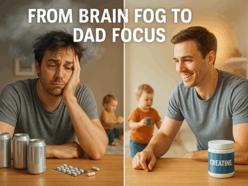 Dad experiencing brain fog relief after using creatine supplement